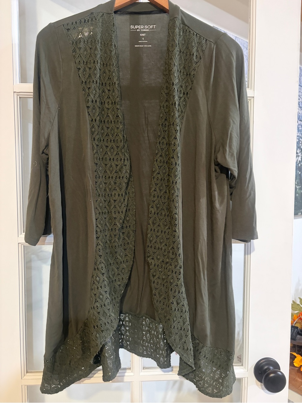 Torrid Super Soft Olive Green Open Front Drape Cardigan Plus Size Romantic 1X